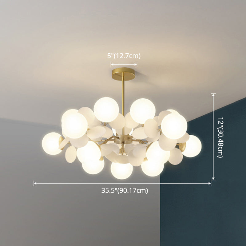 Odile - Cartoon Balloon Hanging Light Fixtures Metallic Drop Pendant With Glass Shade For Bedroom