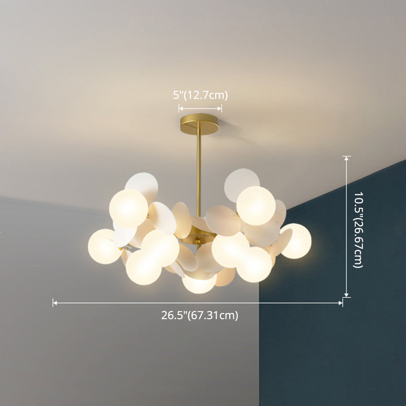 Odile - Cartoon Balloon Hanging Light Fixtures Metallic Drop Pendant With Glass Shade For Bedroom