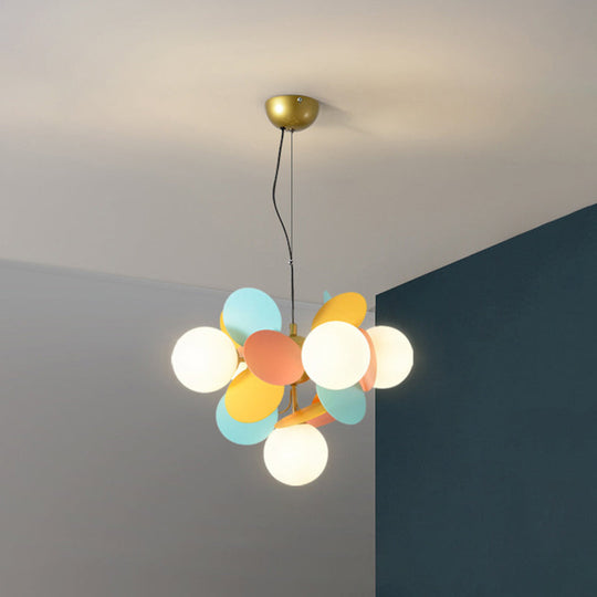Odile - Cartoon Balloon Hanging Light Fixtures Metallic Drop Pendant With Glass Shade For Bedroom 5