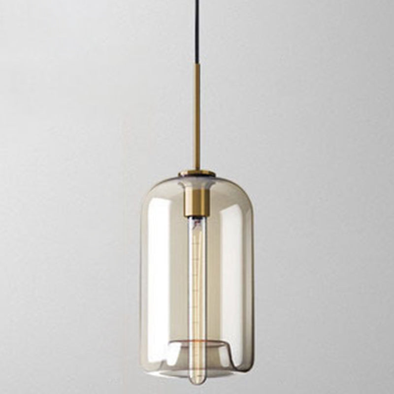Hyadum I - Cognac Glass Pendant Light Modern Minimalist 1 - Light Lighting For Dining Room Table /
