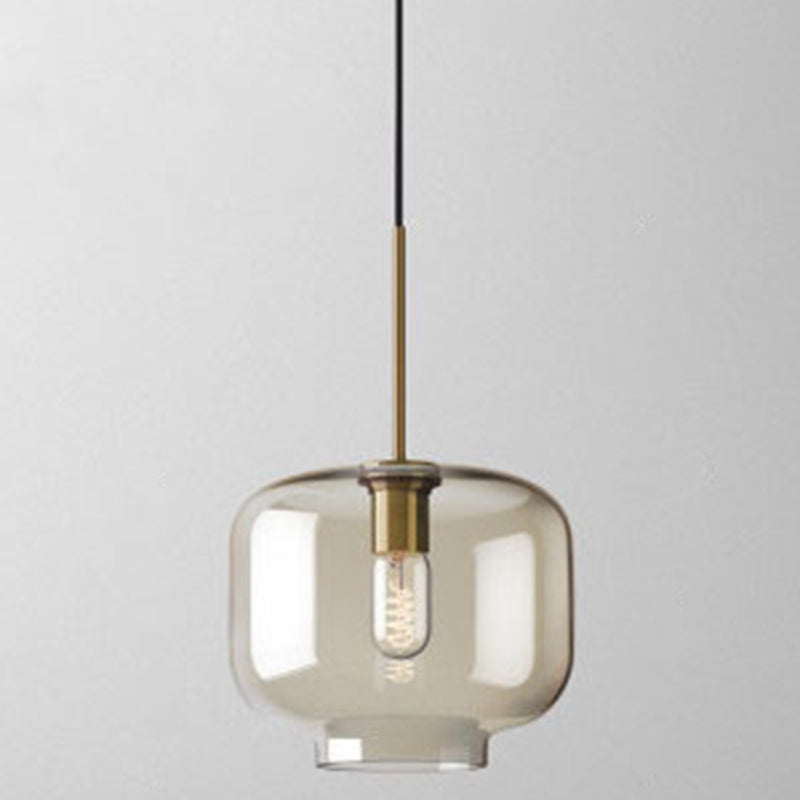 Hyadum I - Cognac Glass Pendant Light Modern Minimalist 1 - Light Lighting For Dining Room Table /