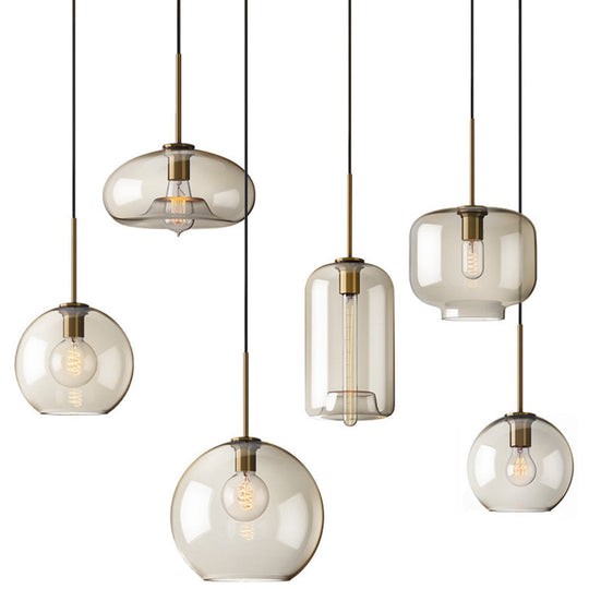 Hyadum I - Cognac Glass Pendant Light Modern Minimalist 1 - Light Lighting For Dining Room Table