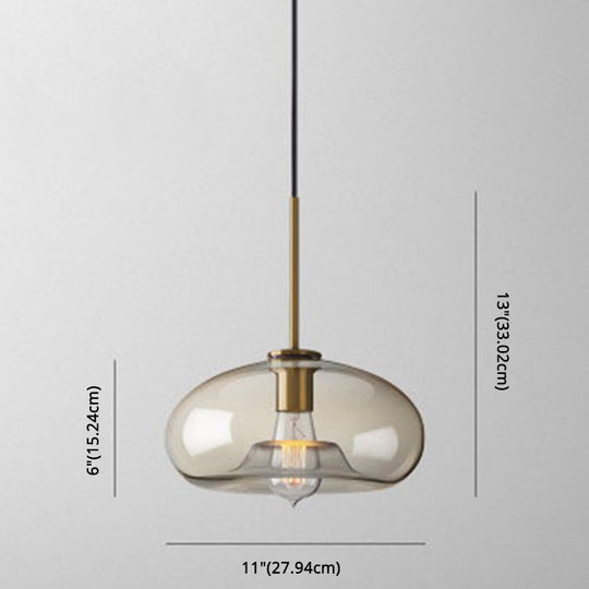 Hyadum I - Cognac Glass Pendant Light Modern Minimalist 1 - Light Lighting For Dining Room Table