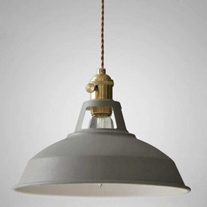 Marta - Industrial Macarons Barn Shade Pendant Light Metal 1 - Light Lighting For Restaurant Grey