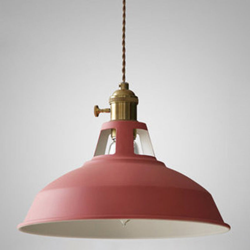 Marta - Industrial Macarons Barn Shade Pendant Light Metal 1 - Light Lighting For Restaurant Red