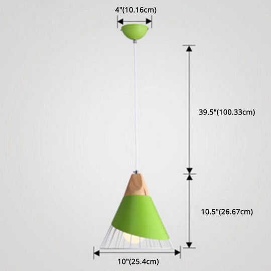 Birdun - Nordic 1 - Light Wire Cage Pendant Lamp Macarons Style Metal Living Room Hanging