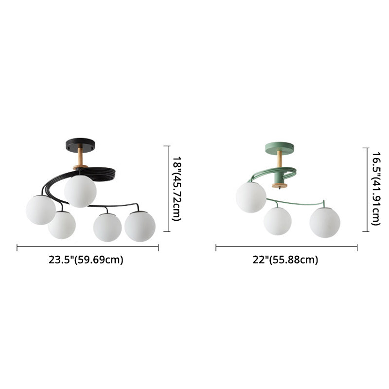 Sleek Globe Living Room Illumination: Ultra - Contemporary Milk Glass Semi - Flush Ceiling Light