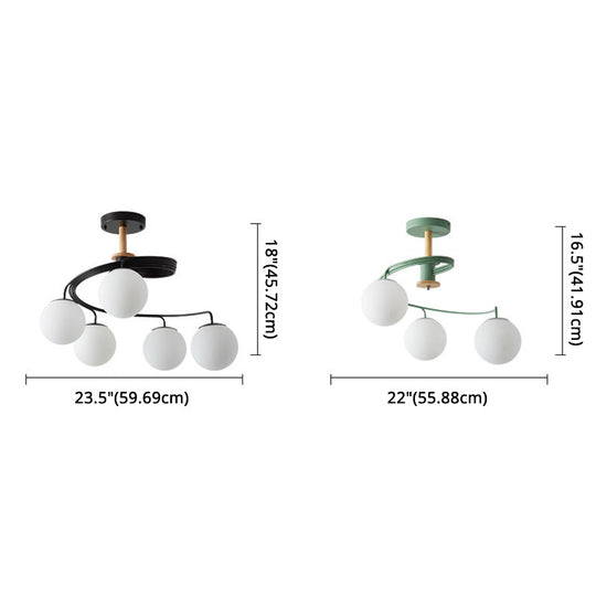 Sleek Globe Living Room Illumination: Ultra - Contemporary Milk Glass Semi - Flush Ceiling Light