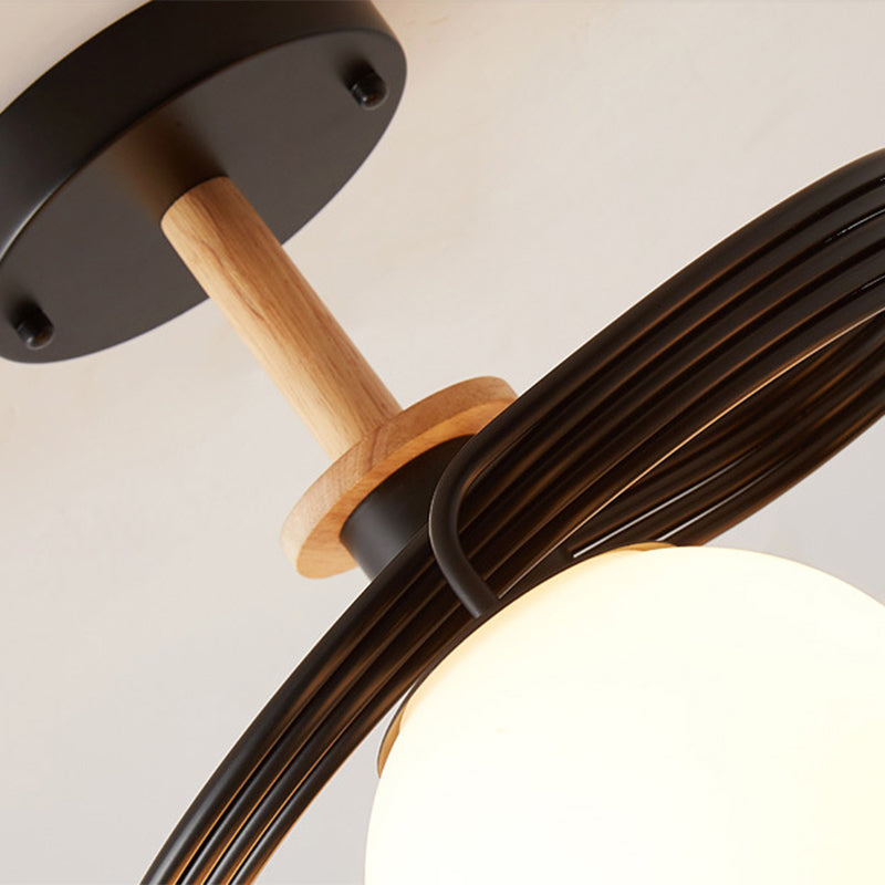 Sleek Globe Living Room Illumination: Ultra - Contemporary Milk Glass Semi - Flush Ceiling Light