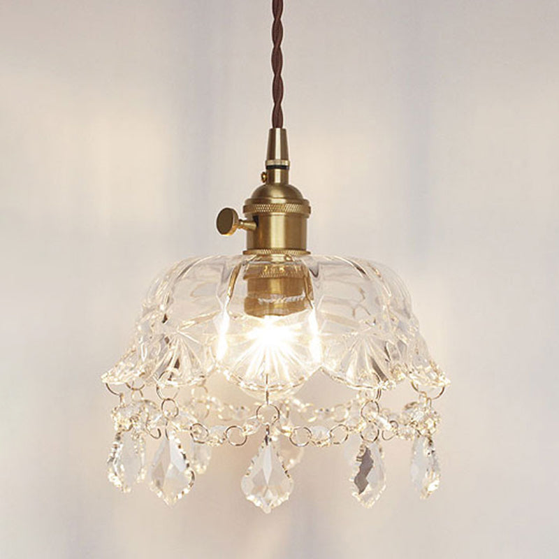 Sophia - Vintage Flower Shape Shade Ceiling Pendant Lamp With Crystal