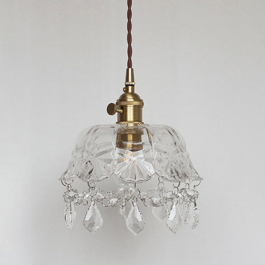 Sophia - Vintage Flower Shape Shade Ceiling Pendant Lamp With Crystal