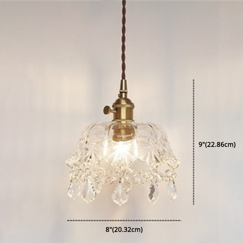 Sophia - Vintage Flower Shape Shade Ceiling Pendant Lamp With Crystal