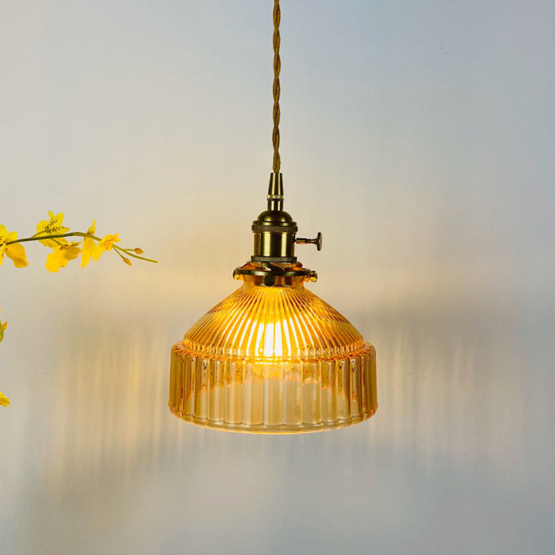 Samantha - Retro Industrial 1 Light Pendant Lamp Prismatic Glass Barn Lighting For Living Room