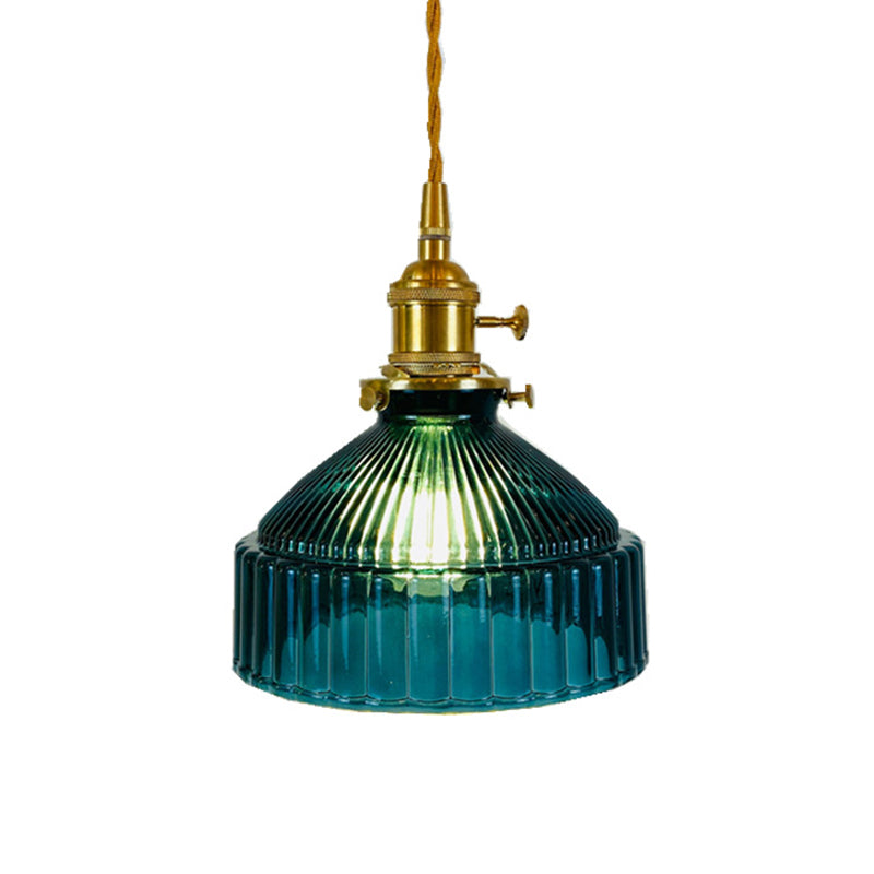 Samantha - Retro Industrial 1 Light Pendant Lamp Prismatic Glass Barn Lighting For Living Room