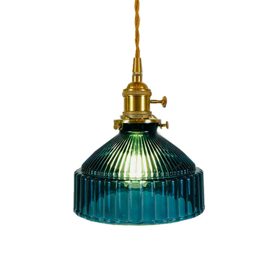 Samantha - Retro Industrial 1 Light Pendant Lamp Prismatic Glass Barn Lighting For Living Room