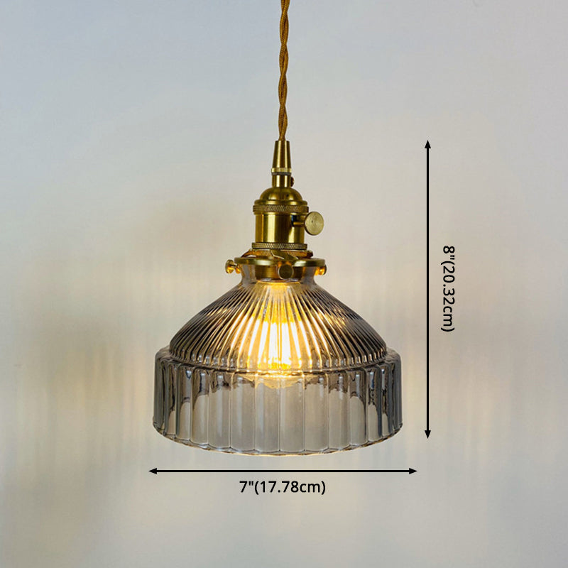 Samantha - Retro Industrial 1 Light Pendant Lamp Prismatic Glass Barn Lighting For Living Room