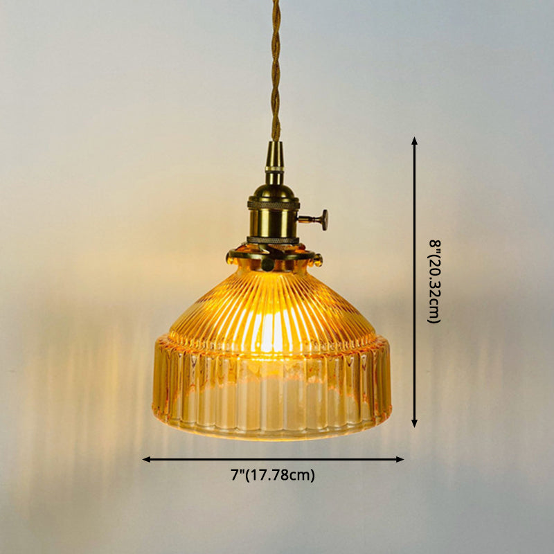 Samantha - Retro Industrial 1 Light Pendant Lamp Prismatic Glass Barn Lighting For Living Room
