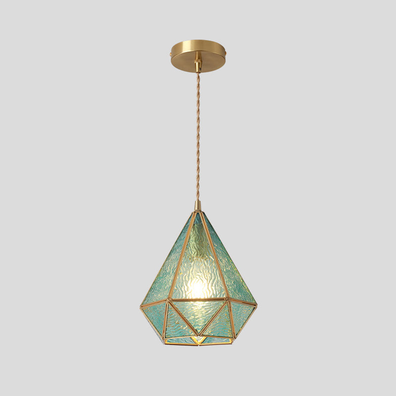 Corinne - Tiffany Suspended Lighting Fixture Style Shaded Glass Hanging Pendant With Brass Canopy