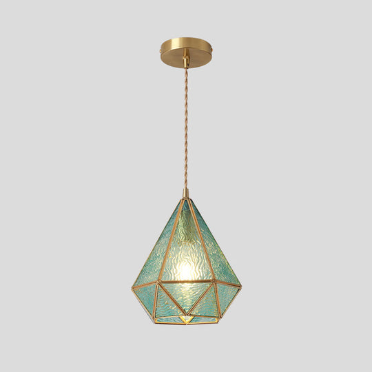 Corinne - Tiffany Suspended Lighting Fixture Style Shaded Glass Hanging Pendant With Brass Canopy