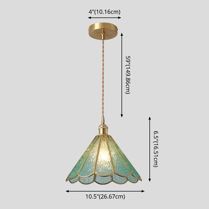 Corinne - Tiffany Suspended Lighting Fixture Style Shaded Glass Hanging Pendant With Brass Canopy