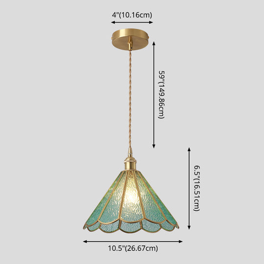 Corinne - Tiffany Suspended Lighting Fixture Style Shaded Glass Hanging Pendant With Brass Canopy
