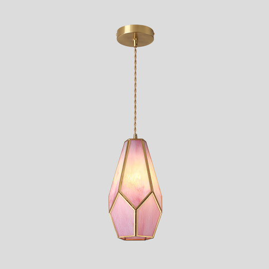 Corinne - Tiffany Suspended Lighting Fixture Style Shaded Glass Hanging Pendant With Brass Canopy