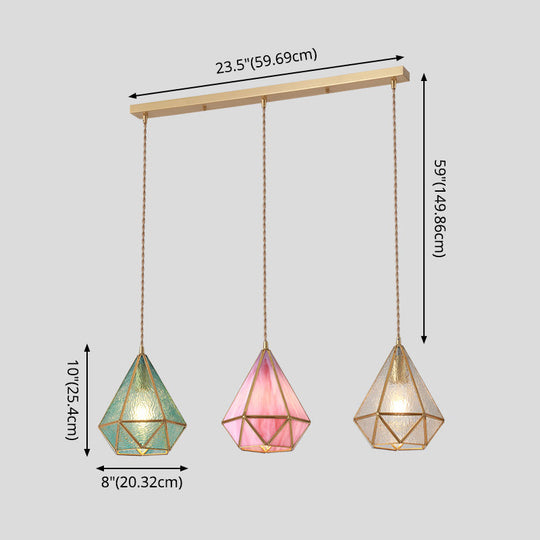 Corinne - Tiffany Suspended Lighting Fixture Style Shaded Glass Hanging Pendant With Brass Canopy