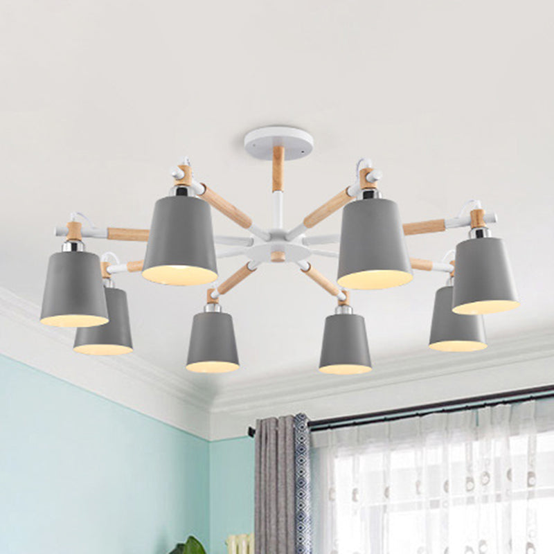 Monica - Modern Multi - Colored Solid Wood Chandelier With Metal Shade