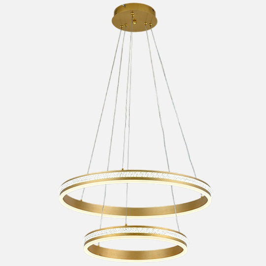 Gianfar - 16 + 24 2 - Tiered Gold Led Chandelier With Diamond Stripes Shade