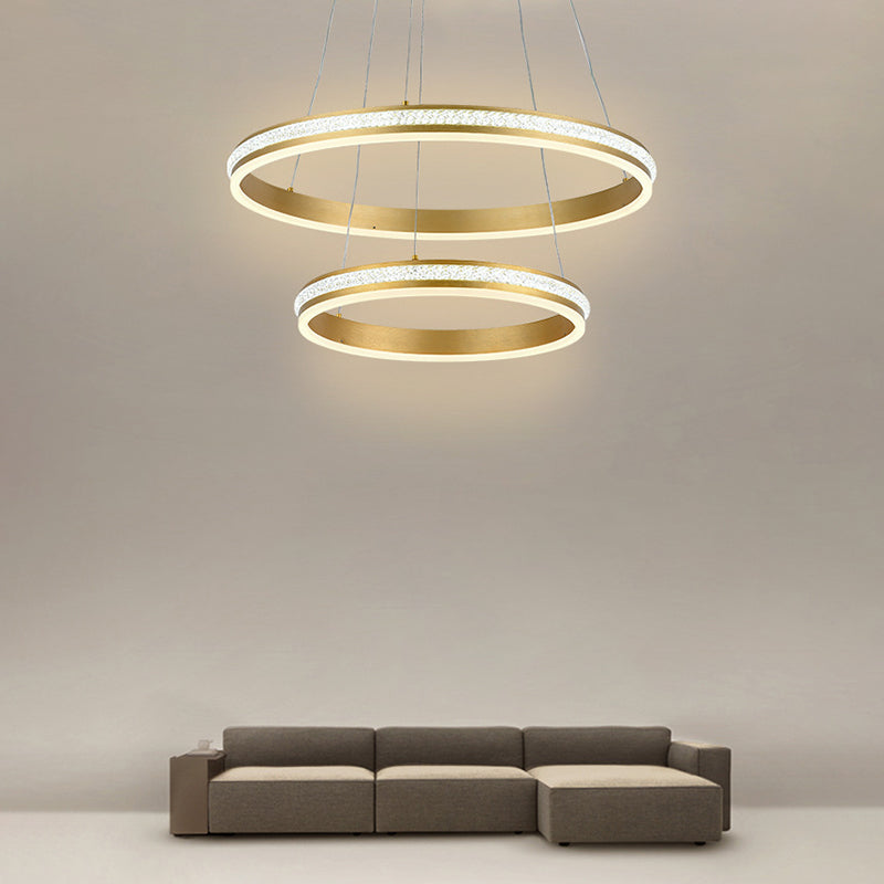 Gianfar - 16 + 24 2 - Tiered Gold Led Chandelier With Diamond Stripes Shade