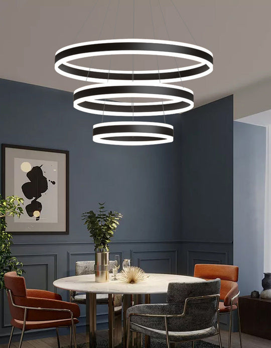 Francesca - Modern 23.6 + 31.5 + 39.3 Diameter 3 - Tiered Led Chandelier Aluminum Ring - Shaped