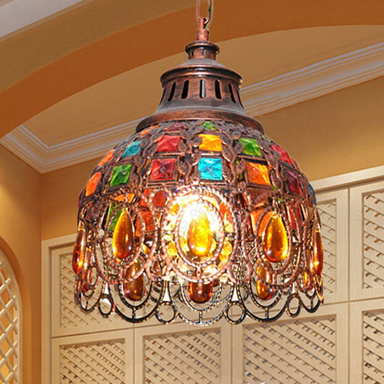 Charlotte - Bohemia Style Iron Domed Suspension Lamp With Crystal Accent