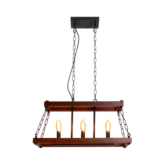 Vintage 3/5 Lights Dining Room Island Lighting Fixture In Brown Pendant