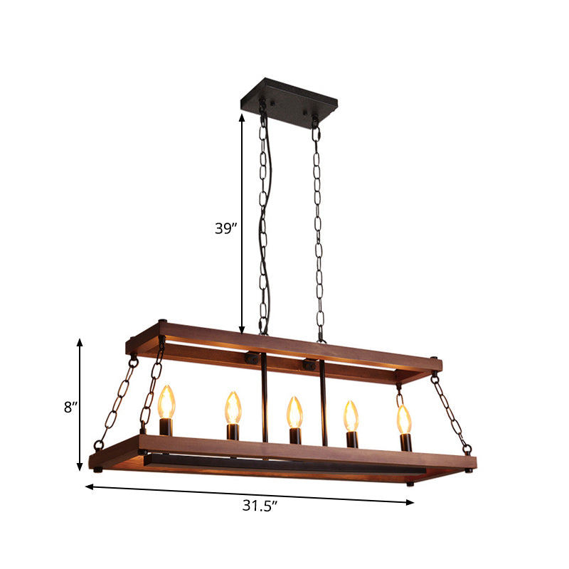 Vintage 3/5 Lights Dining Room Island Lighting Fixture In Brown Pendant
