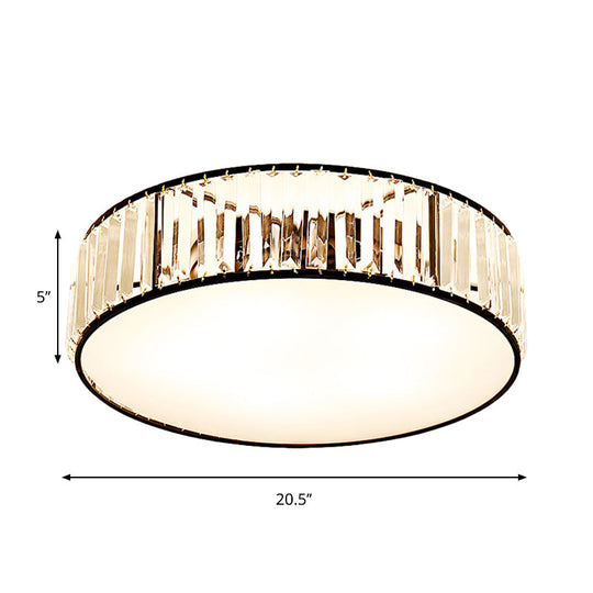 Simple Crystal - Shaded Drum Flush Mount Lamp - Black/Bronze 3/4/5 - Light Fixture For Bedrooms