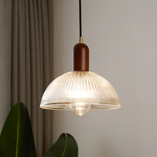 Abigail - Vintage 1 Light Bowl Hanging Fixtures Ribbed Glass Ceiling For Restaurant Clear / 10