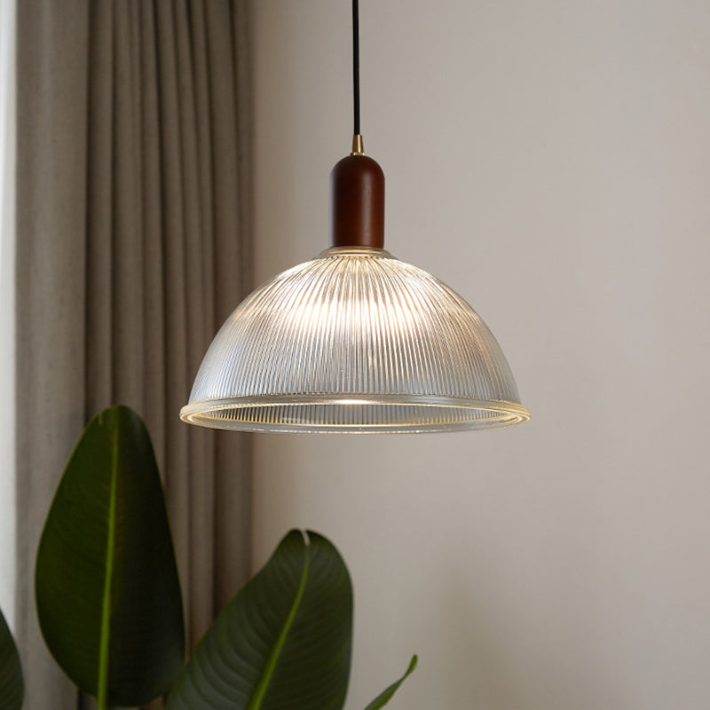 Abigail - Vintage 1 Light Bowl Hanging Fixtures Ribbed Glass Ceiling For Restaurant