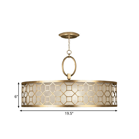 Drum Style 3 - Light Chandelier Brass Hanging Ceiling Lamp In Gold Pendant Lighting