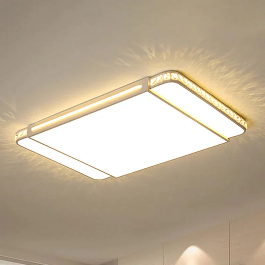 LED Acrylic Flush Light Modern Style White Rectangle Living Room Flush Mount Lamp in White Light/Remote Control Stepless Dimming - White - Clearhalo - &