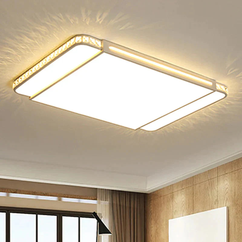 LED Acrylic Flush Light Modern Style White Rectangle Living Room Flush Mount Lamp in White Light/Remote Control Stepless Dimming - Clearhalo - &