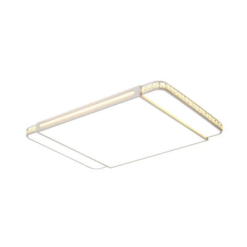 LED Acrylic Flush Light Modern Style White Rectangle Living Room Flush Mount Lamp in White Light/Remote Control Stepless Dimming - Clearhalo - &