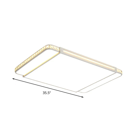 LED Acrylic Flush Light Modern Style White Rectangle Living Room Flush Mount Lamp in White Light/Remote Control Stepless Dimming - Clearhalo - &