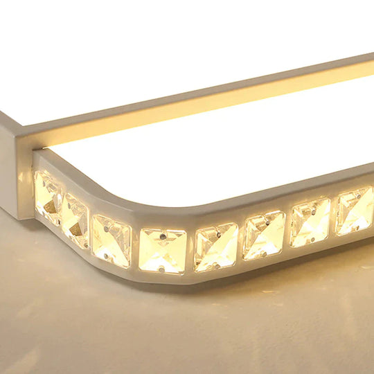 LED Acrylic Flush Light Modern Style White Rectangle Living Room Flush Mount Lamp in White Light/Remote Control Stepless Dimming - Clearhalo - &