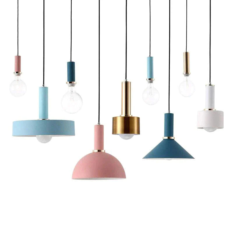 Nordic Macarons Pendant Lights E27 Led Modern Creative Hanging Lamp Design Diy For Bedroom Living