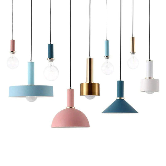 Nordic Macarons Pendant Lights E27 Led Modern Creative Hanging Lamp Design Diy For Bedroom Living