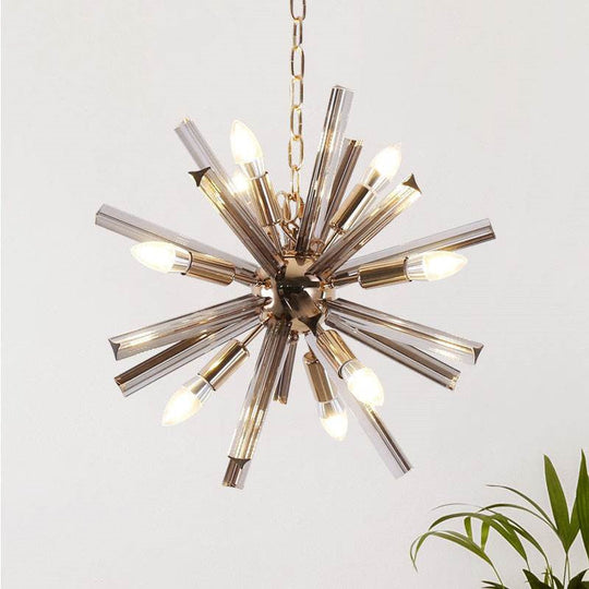 9 - Bulb Living Room Chandelier Lighting Modern Brass Pendant Light Fixture With Starburst Beveled