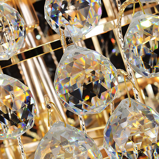 12 Heads Stairway Chandelier Pendant Light With Crystal Rod Gold Suspension Lamp Lighting