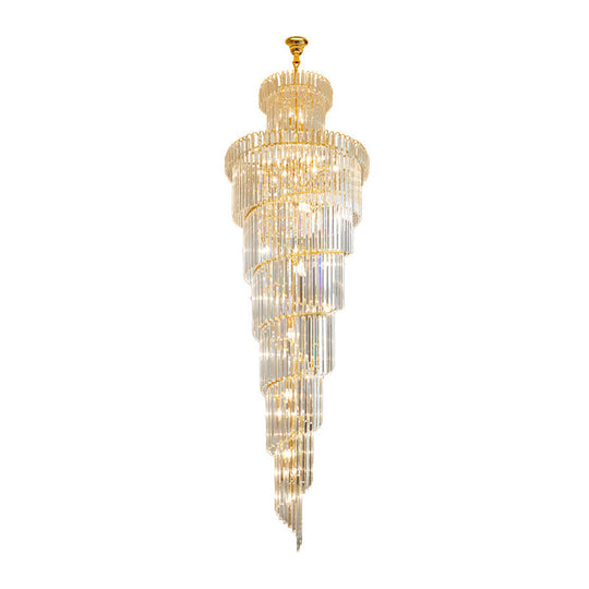 12 Heads Crystal Rod Pendant Chandelier For Staircase Living Room Lighting 15 To 19 Inch