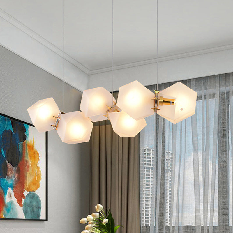 Postmodern Geometric Frosted Glass 6/8/10 Head Gold Hanging Chandelier For A Stylish Lighting
