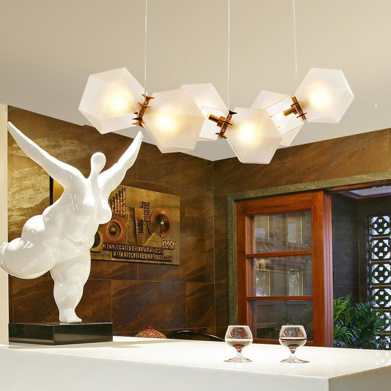 Postmodern Geometric Frosted Glass 6/8/10 Head Gold Hanging Chandelier For A Stylish Lighting